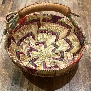 Handwoven Multicolor Basket with Handle